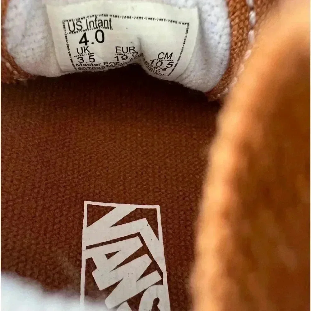 Vans Baby Walker Shoes Tan Brown with Cream Pattern